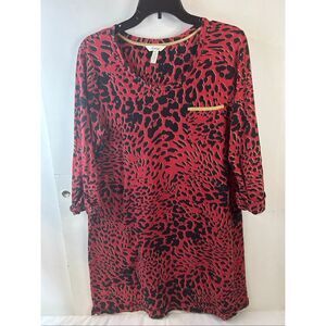 Soma Pajama Gown Red Animal print Large Womens Chico's